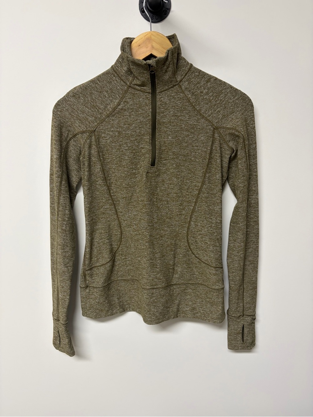 Lululemon Rush Hour 1/2 Zip Heathered Military Green Size 4